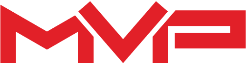 official MVP business red logo in bold uppercase font