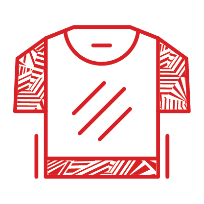 red sublimated shirt icon with striped shirt design
